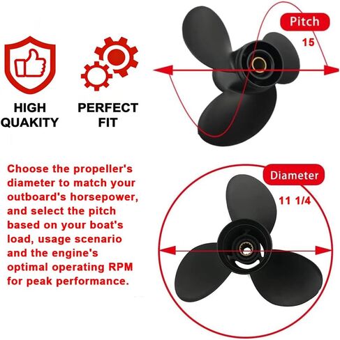 Boatman Boat Aluminum Propeller 11 1/4 x 15 fit Suzuki Outboard Engine 35-65 HP,13 Spline Tooth in Saudi Arabia