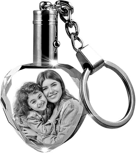 Photo Keychain – Personalized Laser Engraved Picture with Stainless Steel Keyring | Crystal Key Chain Gift for Loved Ones in Saudi Arabia