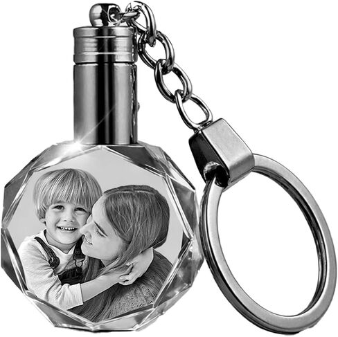 Photo Keychain – Personalized Laser Engraved Picture with Stainless Steel Keyring | Crystal Key Chain Gift for Loved Ones in Saudi Arabia