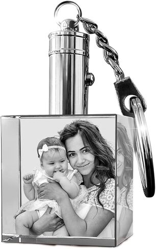 Photo Keychain – Personalized Laser Engraved Picture with Stainless Steel Keyring | Crystal Key Chain Gift for Loved Ones in Saudi Arabia