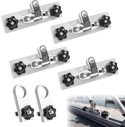 Bimini Top Mount for Boat Track System, Compatible with Lund Sport Track and Tracker Versatrack, Heavy-Duty Aircraft-Grade Aluminum Bracket, 316 Stainless Steel 4-Hinge Swivel, Rust-Resistant in Saudi Arabia