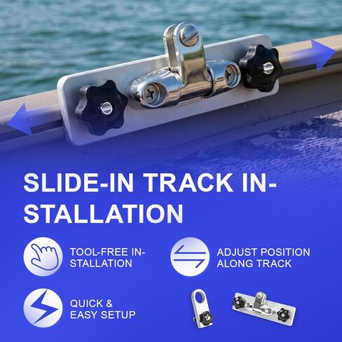 Bimini Top Mount for Boat Track System, Compatible with Lund Sport Track and Tracker Versatrack, Heavy-Duty Aircraft-Grade Aluminum Bracket, 316 Stainless Steel 4-Hinge Swivel, Rust-Resistant in Saudi Arabia
