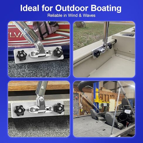 Bimini Top Mount for Boat Track System, Compatible with Lund Sport Track and Tracker Versatrack, Heavy-Duty Aircraft-Grade Aluminum Bracket, 316 Stainless Steel 4-Hinge Swivel, Rust-Resistant in Saudi Arabia