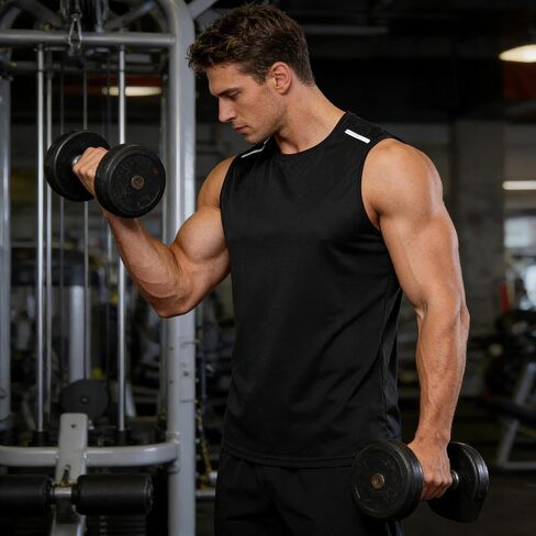 Men's Sleeveless Workout Tank Top Moisture Wicking Athletic Shirt for Gym Running Lightweight Shirts in Saudi Arabia
