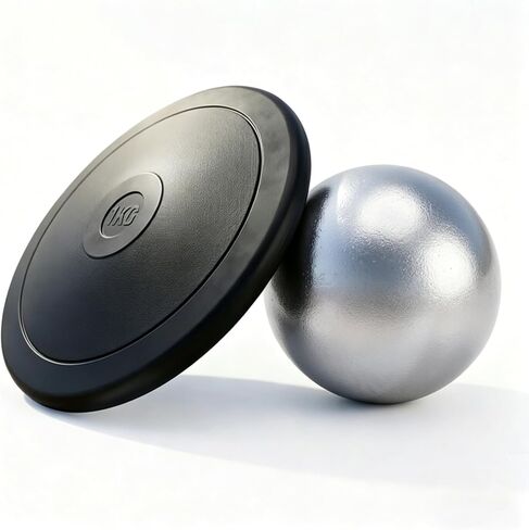 مجموعة رمي القرص - قرص مطاطي 1 كجم و8.8 رطل من الحديد الزهر، معدات المسار والميدان الرسمية للصغار لرماة الشباب، مجموعة تدريب رياضي خارجي/داخلي لفئة PE بالمدرسة الثانوية in Kuwait