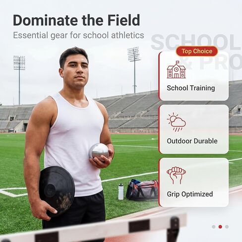 مجموعة رمي القرص - قرص مطاطي 1 كجم و8.8 رطل من الحديد الزهر، معدات المسار والميدان الرسمية للصغار لرماة الشباب، مجموعة تدريب رياضي خارجي/داخلي لفئة PE بالمدرسة الثانوية in Kuwait