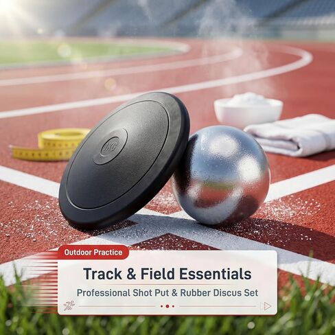 مجموعة رمي القرص - قرص مطاطي 1 كجم و8.8 رطل من الحديد الزهر، معدات المسار والميدان الرسمية للصغار لرماة الشباب، مجموعة تدريب رياضي خارجي/داخلي لفئة PE بالمدرسة الثانوية in Kuwait