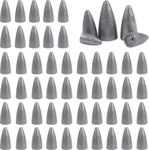 35/50 Packs Bullet Fishing Sinkers Weight Sinker Fishing Worm Sinkers Slip Sinker for Bass Fishing,Texas Rigs Multiple Size 1/16oz,1/8oz,3/16oz,1/4oz,3/8oz,1/2oz in Saudi Arabia