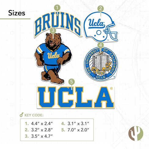 Desert Cactus UCLA Sticker University of California Los Angeles Bruinsr Vinyl Decals Laptop Water Bottle Car Scrapbook Sheet T2 (Type 2-4) in Saudi Arabia