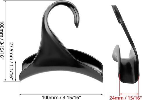 QWORK 20-Pack Black Acrylic Purse Hanger Hooks – Compact Closet Organizer for Handbags and Satchels – 4.33" x 4.33" with 1.58" Thickness – Crease-Free Design Suitable for Home Décor in Saudi Arabia