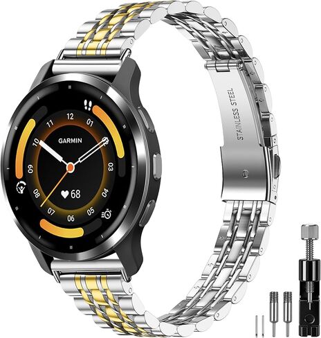 سوار معدني نحيف 18 ملم متوافق مع Garmin Venu 3S 41mm/Venu 4 41mm/Venu 2S/Vivoactive 4S/Vivomove 3S/Forerunner 255S/Forerunner 265S، سلسلة حزام رفيعة أنيقة من الفولاذ المقاوم للصدأ للنساء والرجال in Kuwait
