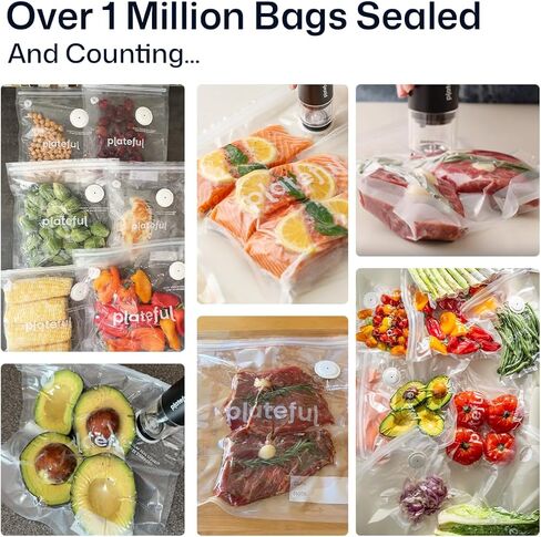 Vacuum Sealer Food Bags (10 x Medium) - BPA-Free Pre-Cut Vacuum Sealer Bags for Food Seal, Easy Use, Compact Handheld Reusable Seal For Storage, Air Valve Zipper in Saudi Arabia