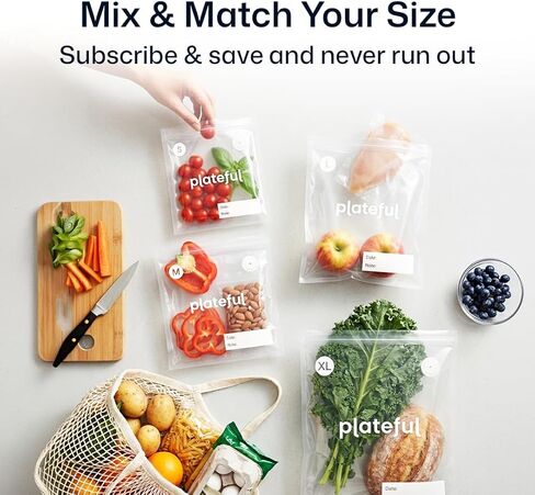 Vacuum Sealer Food Bags (10 x Medium) - BPA-Free Pre-Cut Vacuum Sealer Bags for Food Seal, Easy Use, Compact Handheld Reusable Seal For Storage, Air Valve Zipper in Saudi Arabia