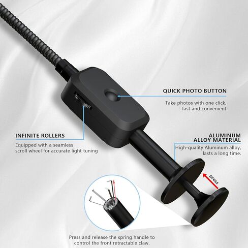 Visual Drain Clog Remover,Drain Snake Camera with HD Inspection, Aluminum Alloy Claw,Strong Magnetic Suction Head,Adjustable LED Light,Suitable for Blockage Detection Cleaning and Item Retrieval in Kuwait