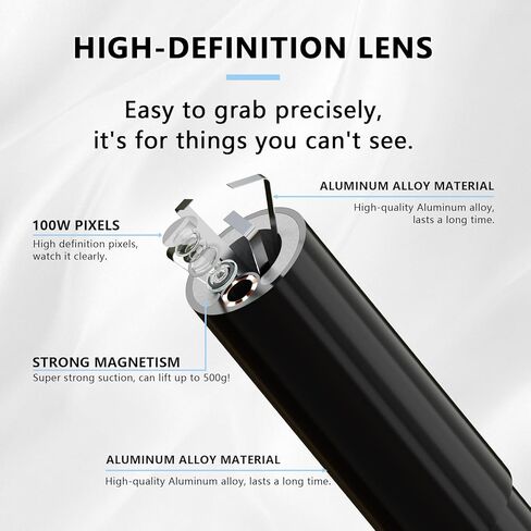 Visual Drain Clog Remover,Drain Snake Camera with HD Inspection, Aluminum Alloy Claw,Strong Magnetic Suction Head,Adjustable LED Light,Suitable for Blockage Detection Cleaning and Item Retrieval in Kuwait