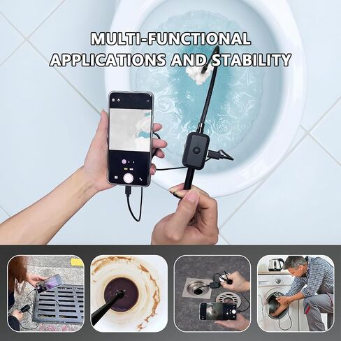 Visual Drain Clog Remover,Drain Snake Camera with HD Inspection, Aluminum Alloy Claw,Strong Magnetic Suction Head,Adjustable LED Light,Suitable for Blockage Detection Cleaning and Item Retrieval in Kuwait