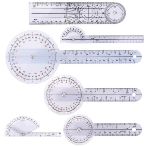 6pcs Goniometer Set, 360 Degree Transparent Finger Protractor 6/8/12 Inch Angle Ruler Measurement Tool for Physical in Saudi Arabia