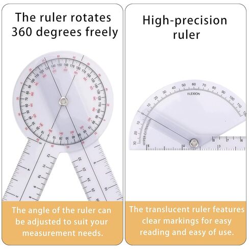 6pcs Goniometer Set, 360 Degree Transparent Finger Protractor 6/8/12 Inch Angle Ruler Measurement Tool for Physical in Saudi Arabia