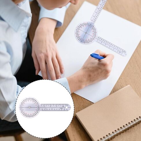 6pcs Goniometer Set, 360 Degree Transparent Finger Protractor 6/8/12 Inch Angle Ruler Measurement Tool for Physical in Saudi Arabia