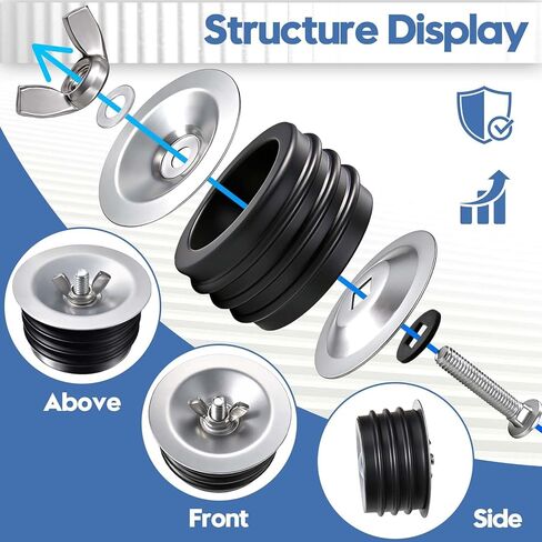 3 Inch Sewer Cleanout Cap Mechanical Test Plug Expansion Drain Stopper with Wing Nut, Rubber Sewer Drain Cover End of Pipe Gripper Mechanical Plug Suitable for Most Pipes Sink Pools in Saudi Arabia