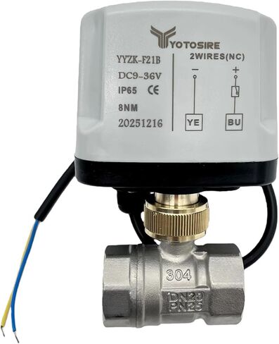 Stainless Steel Electric Ball Valve 3/4" DN20, IP65 Waterproof 2-Way Valve with DC 9V-36V Low Noise Actuator (8Nm) for Water & Air Systems, HVAC, Plumbing, Industrial Use in Saudi Arabia