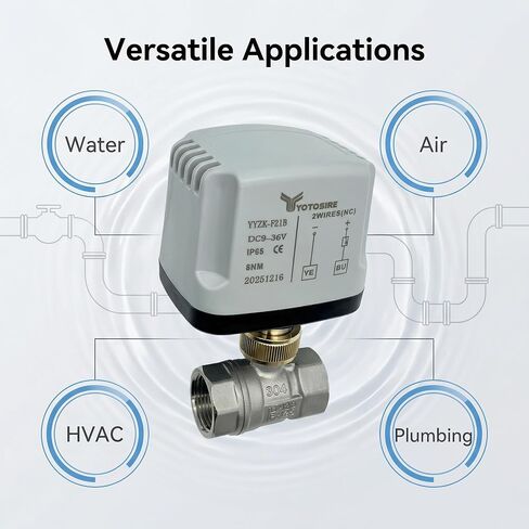 Stainless Steel Electric Ball Valve 3/4" DN20, IP65 Waterproof 2-Way Valve with DC 9V-36V Low Noise Actuator (8Nm) for Water & Air Systems, HVAC, Plumbing, Industrial Use in Saudi Arabia