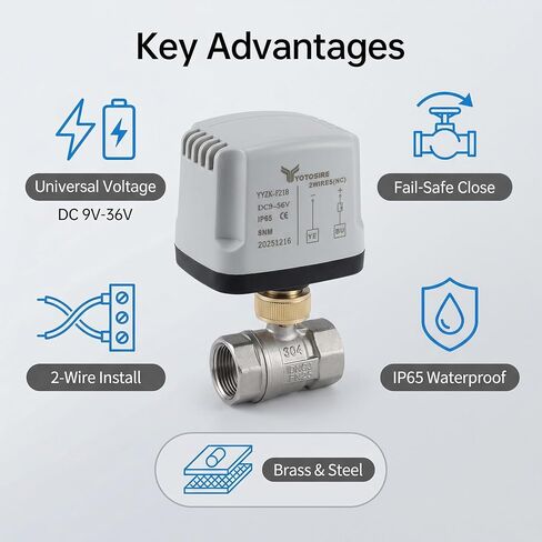Stainless Steel Electric Ball Valve 3/4" DN20, IP65 Waterproof 2-Way Valve with DC 9V-36V Low Noise Actuator (8Nm) for Water & Air Systems, HVAC, Plumbing, Industrial Use in Saudi Arabia
