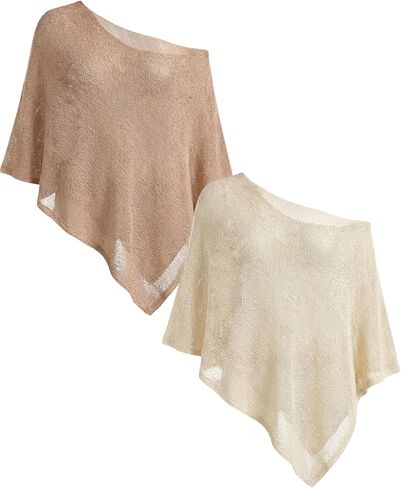 niyokki Womens Vacation Y2k Sheer Crochet Tops Knit Beach Cover Ups for Women Summer Off the Shoulder Poncho Beachwear in Saudi Arabia