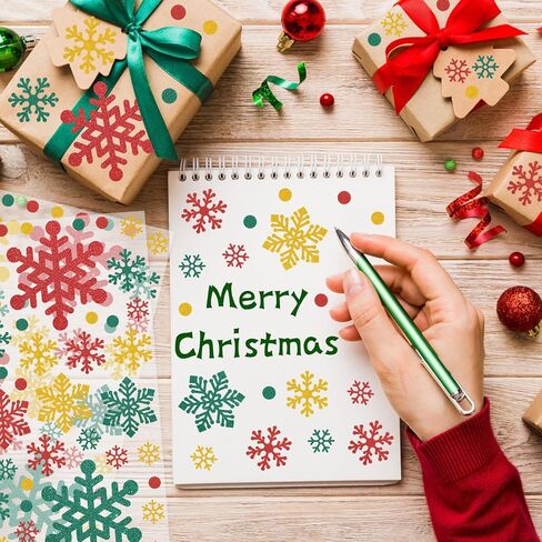 440PCS Snowflake Stickers, Glitter Winter Holiday Label Decal Waterproof Self-Adhesive Xmas Snowflake Stickers for Winter Xmas Envelopes Invitations Cards Present Decor in Kuwait