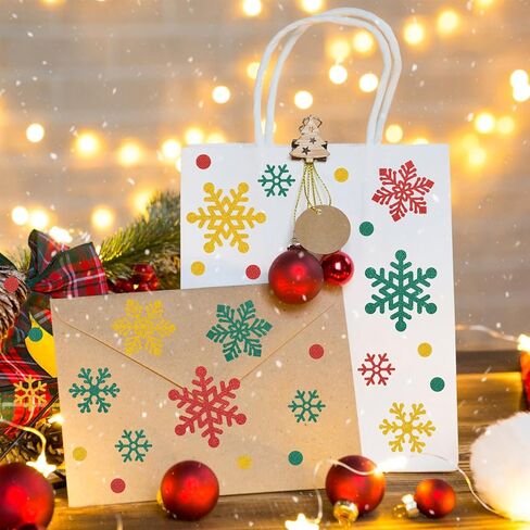 440PCS Snowflake Stickers, Glitter Winter Holiday Label Decal Waterproof Self-Adhesive Xmas Snowflake Stickers for Winter Xmas Envelopes Invitations Cards Present Decor in Kuwait
