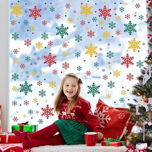 440PCS Snowflake Stickers, Glitter Winter Holiday Label Decal Waterproof Self-Adhesive Xmas Snowflake Stickers for Winter Xmas Envelopes Invitations Cards Present Decor in Kuwait