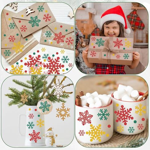 440PCS Snowflake Stickers, Glitter Winter Holiday Label Decal Waterproof Self-Adhesive Xmas Snowflake Stickers for Winter Xmas Envelopes Invitations Cards Present Decor in Kuwait