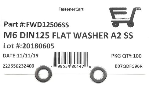 M6 DIN125A غسالة مسطحة من الفولاذ المقاوم للصدأ 6 مم DIN 125 A2 غسالات مترية (100 قطعة) in Kuwait