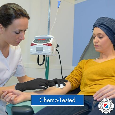قفازات Henry Schein Criterion N300 Nitrile Exam Exam، سوداء - 300/صندوق، خالية من اللاتكس، يمكن التخلص منها، أطراف أصابع مزخرفة، أساور مطرزة in Kuwait