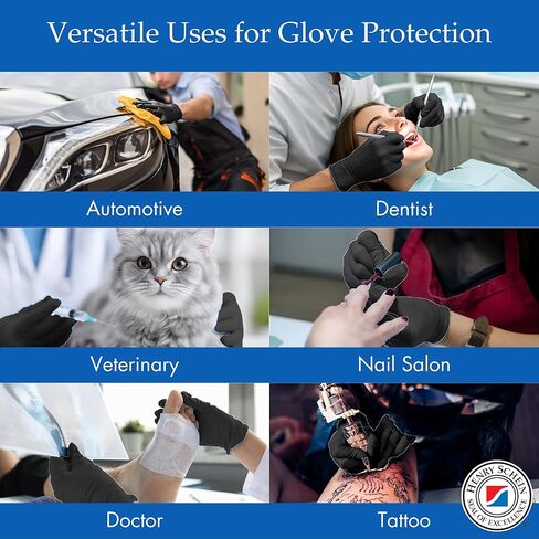 قفازات Henry Schein Criterion N300 Nitrile Exam Exam، سوداء - 300/صندوق، خالية من اللاتكس، يمكن التخلص منها، أطراف أصابع مزخرفة، أساور مطرزة in Kuwait