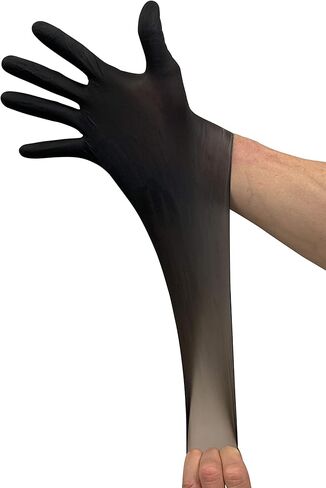 قفازات KingSeal SMALL UltraBlack Nitrile Exam Exam، درجة طبية، خالية من المسحوق، 4 مل، أطراف أصابع مزخرفة - صندوق واحد مكون من 100 قفاز حسب الوزن in Kuwait