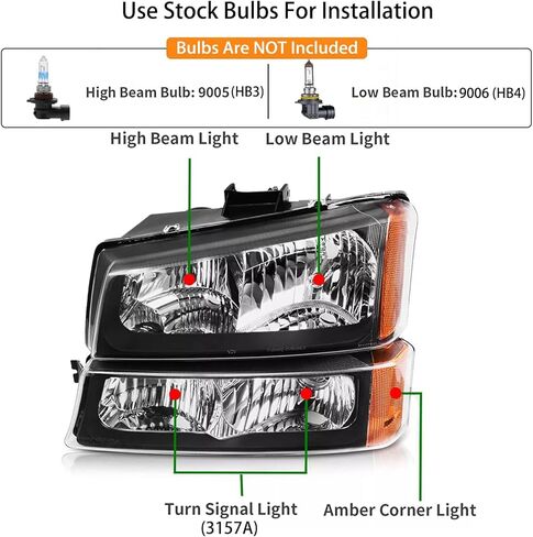 مجموعة المصابيح الأمامية ومجموعة المصابيح الخلفية لعام 2003 2004 2005 2006 تشيفي سيلفرادو 1500 2500 3500 & HD بيك اب/لسيارة 2007 سيلفرادو الكلاسيكية استبدال المصابيح الأمامية ومصابيح الفرامل الإسكان الأسود عدسة واضحة in Kuwait