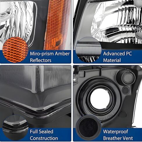 مجموعة المصابيح الأمامية ومجموعة المصابيح الخلفية لعام 2003 2004 2005 2006 تشيفي سيلفرادو 1500 2500 3500 & HD بيك اب/لسيارة 2007 سيلفرادو الكلاسيكية استبدال المصابيح الأمامية ومصابيح الفرامل الإسكان الأسود عدسة واضحة in Kuwait