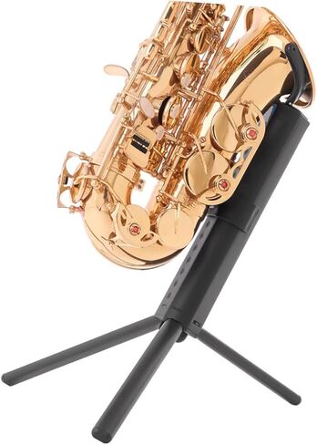 Portable Folding Tenor Saxophone Stand Black with Blue Box, Non-skid Sax Holder Rack for Desktop Instrument Storage and Display, Creative Saxophone Accessory for Musicians in Saudi Arabia