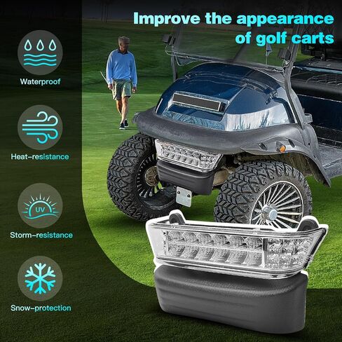 Golf Cart LED Head Light with Bumper Replacement for Club Car Precedent 2004-UP Electric Golf Carts Front Replace Head Light 12V in Saudi Arabia