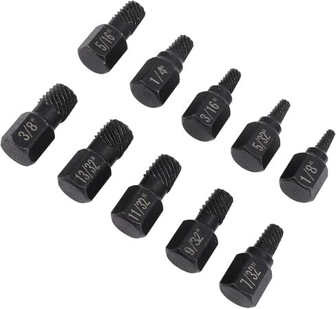 ciciglow Damaged Screw Extractor Set Robust Hex Screw/Fastener Extractor for Mechanical Maintenance 10Pcs Cr V Steel 1/8in to 13/32in for Telecommunications in Saudi Arabia