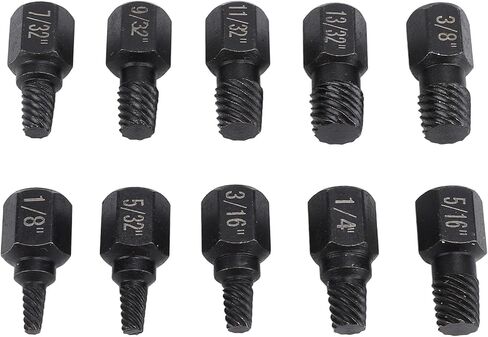 ciciglow Damaged Screw Extractor Set Robust Hex Screw/Fastener Extractor for Mechanical Maintenance 10Pcs Cr V Steel 1/8in to 13/32in for Telecommunications in Saudi Arabia