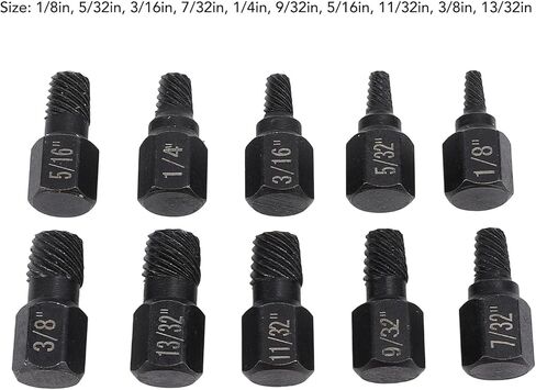 ciciglow Damaged Screw Extractor Set Robust Hex Screw/Fastener Extractor for Mechanical Maintenance 10Pcs Cr V Steel 1/8in to 13/32in for Telecommunications in Saudi Arabia