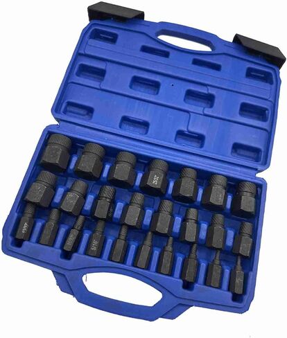 25Pcs Hex Screw Extractor Set,High Hardness ‌40Cr Multi Functional Damaged Broken Screw Bolt Remover for Rusted Hex Screws in Saudi Arabia
