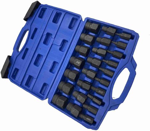 25Pcs Hex Screw Extractor Set,High Hardness ‌40Cr Multi Functional Damaged Broken Screw Bolt Remover for Rusted Hex Screws in Saudi Arabia