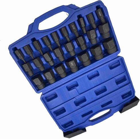 25Pcs Hex Screw Extractor Set,High Hardness ‌40Cr Multi Functional Damaged Broken Screw Bolt Remover for Rusted Hex Screws in Saudi Arabia