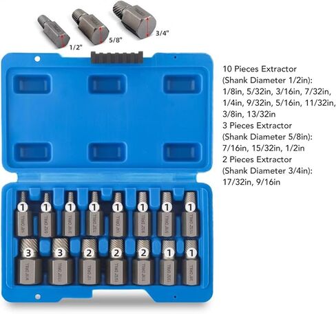 Jeanoko 15PCS Screw Extractor Set with Clear Scale,1/8-13/32" Sizes Hex Head Easy Out Extractor, High Hardness Damaged Broken Remover Tool Kit, with Storage Case in Saudi Arabia