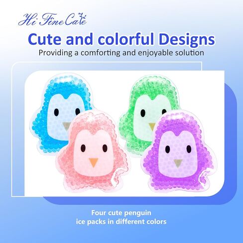 Kids Ice Pack for Boo Boos, Reusable Gel Cold Compress for Children, Cute Penguin Shape Cool Packs for Injuries, Fever, Bruises, Swelling & First Aid Pain Relief in Saudi Arabia