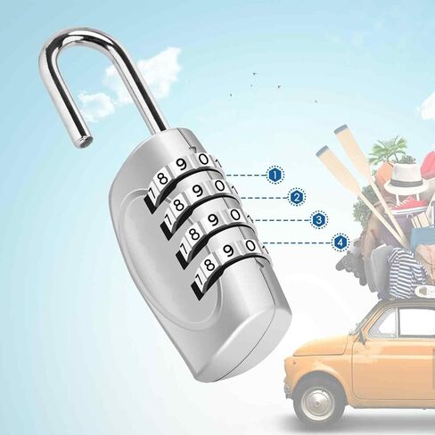 2 Pack Combination Lock, Heavy Duty Alloy 4-Digit Padlock, Metal Waterproof Outdoor Travel Luggage Locks for Locker, Sports Locker, Fence, Toolbox, Gate, Case, Hasp Storage-Black Silver in Saudi Arabia