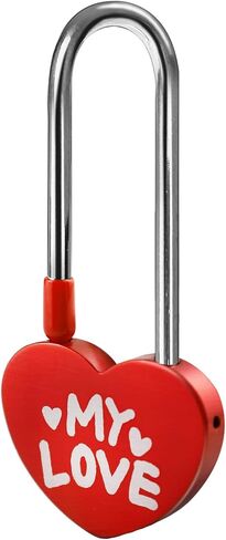 2 PCS Red 3.5" 50mm Love Padlock Single Heart Lock,My-Love Metal Aluminum Padlock for Lovelock Bridge,Wedding & Anniversary(Keyless) in Saudi Arabia